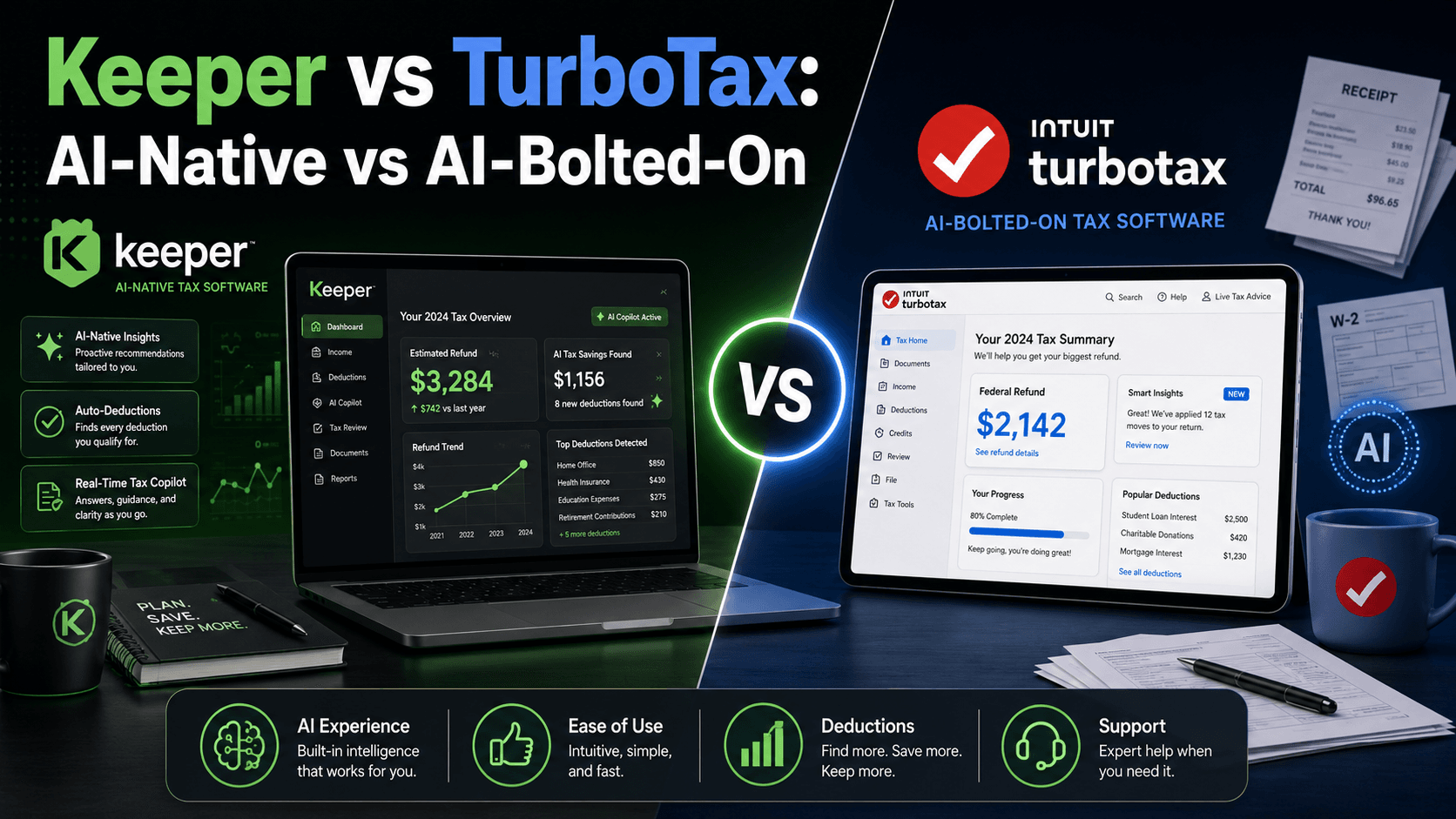 Keeper vs TurboTax 2026: AI-Native vs AI-Bolted-On Keeper vs TurboTax 2026: AI-Native vs AI-Bolted-On